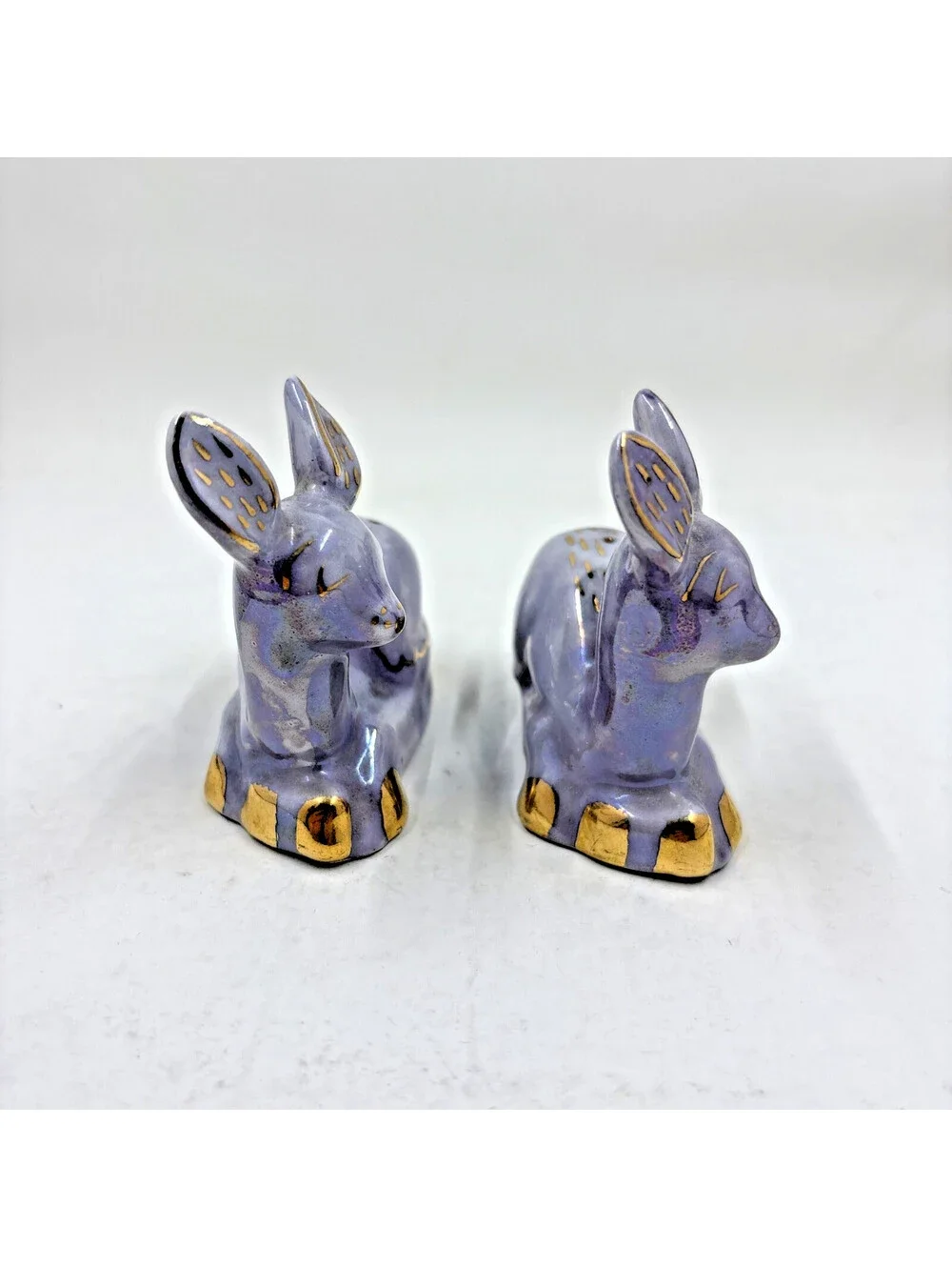 Deer - Vintage Salt & Pepper Shakers - Iridescent Blue